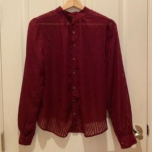 Free People Sheer Long Sleeve Blouse